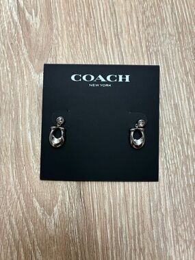 Coach Silver “C” Logo Crystal Earrings
